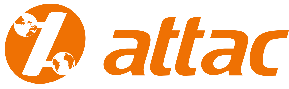 Attac-Aufkleber: weiß/Logo orange, 3,5 x 10,5 cm