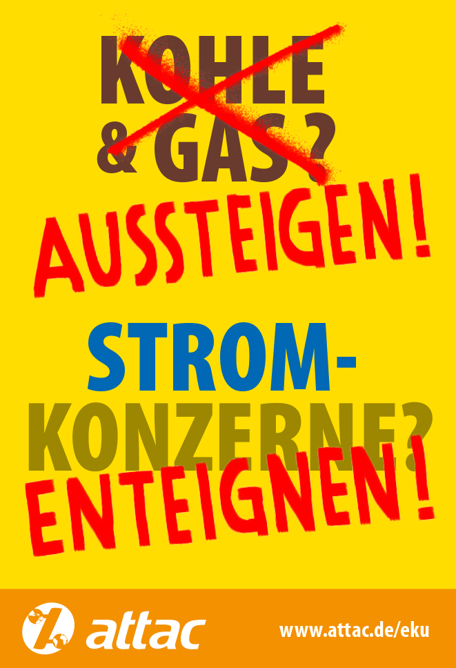 Aufkleber zu Kohle, Gas & Stromkonzernen