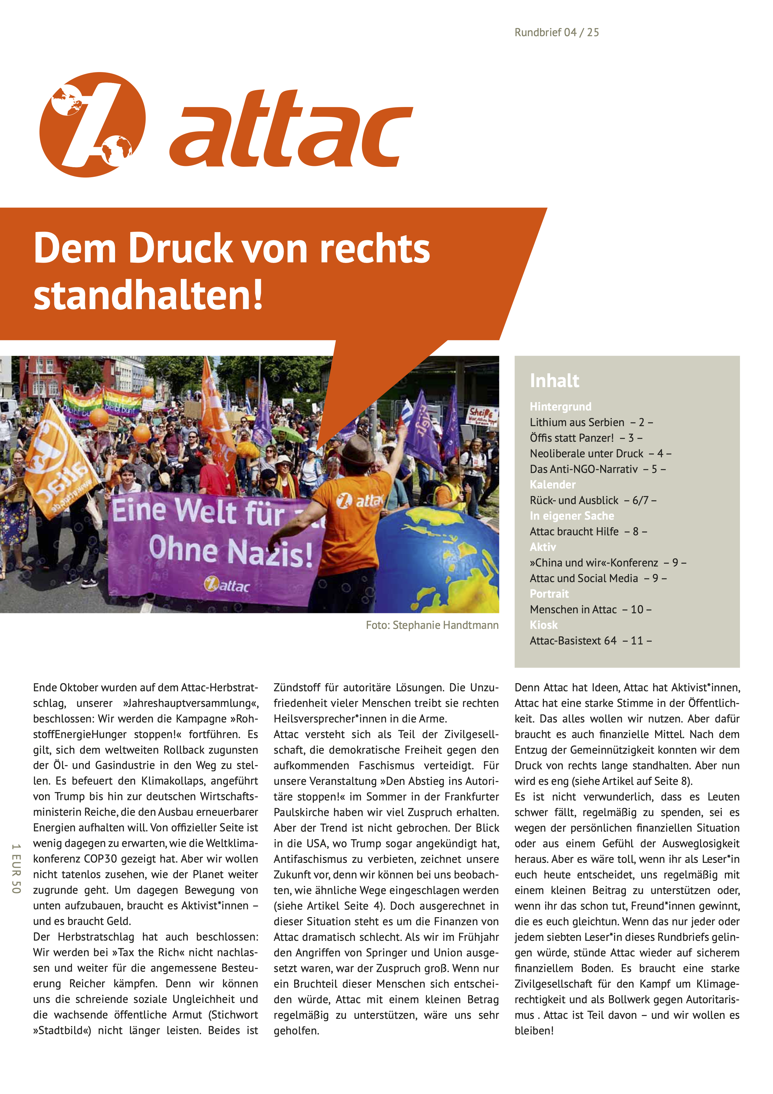 Rundbrief 04/2025: Dem Druck von rechts standhalten
