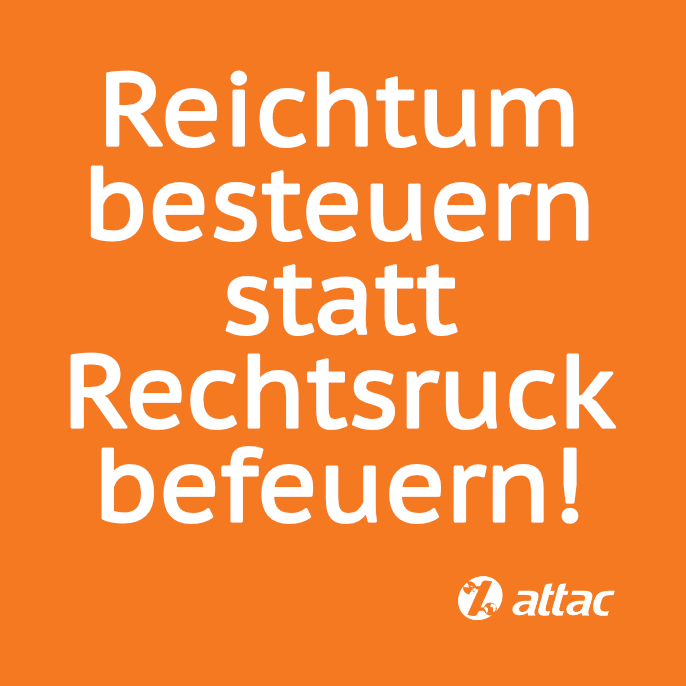 4 x Aufkleber / Sticker: Reichtum besteuern statt Rechtsruck befeuern, 5 x 5 cm