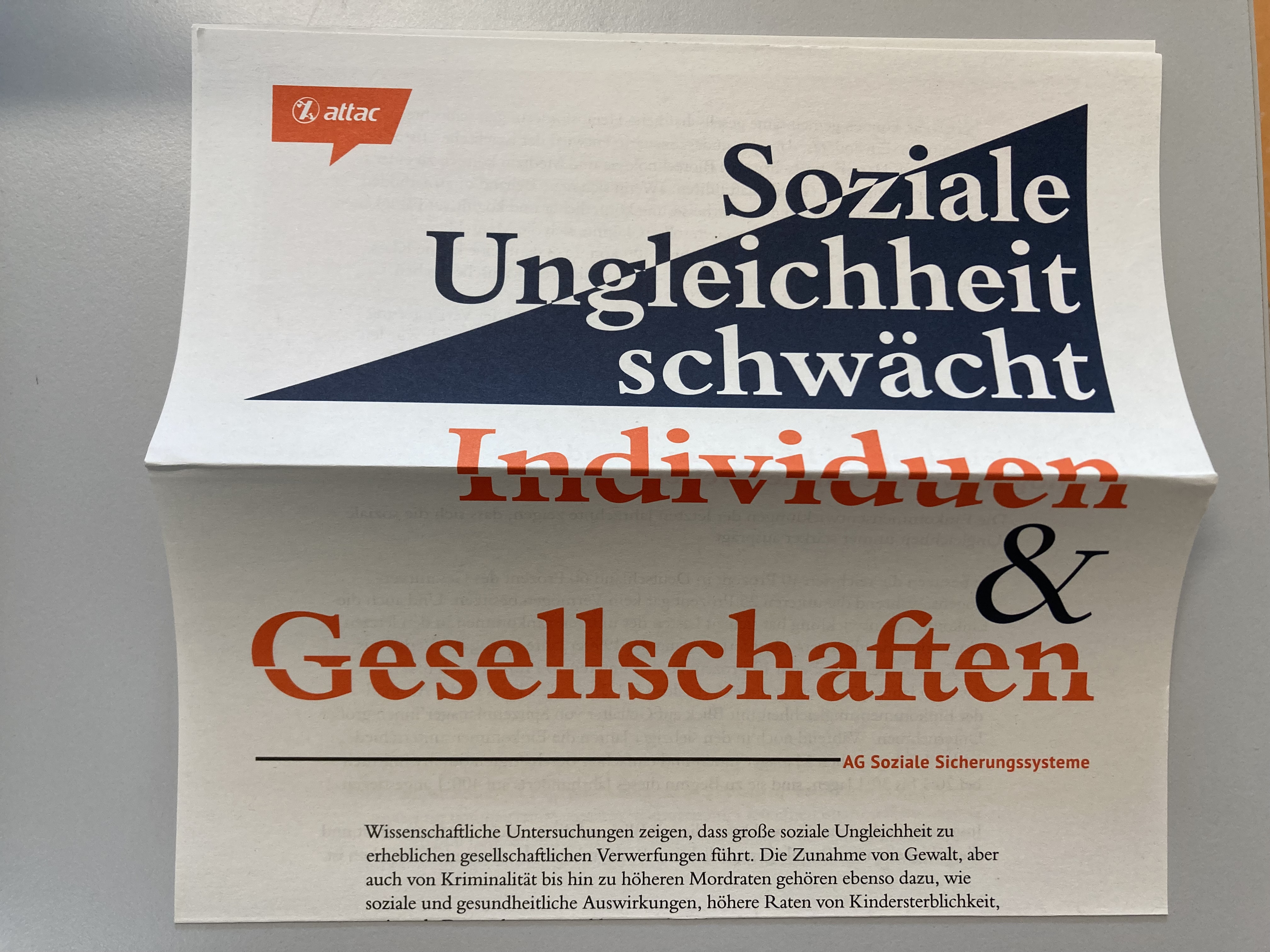 Infopapier: "Soziale Ungleichheit schwächt Individuen & Gesellschaften"