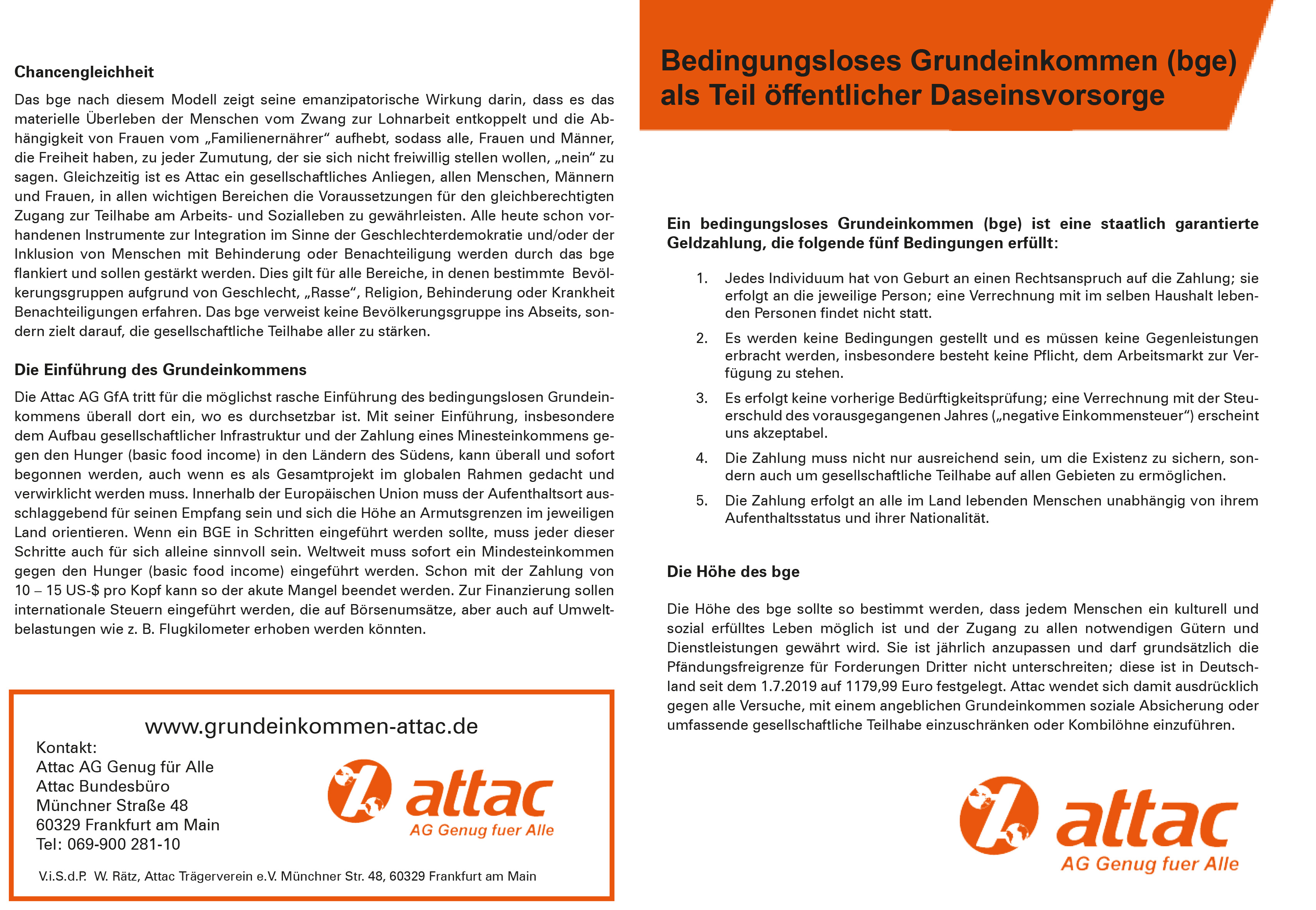 Flyer: Grundeinkommen und Daseinsfürsorge