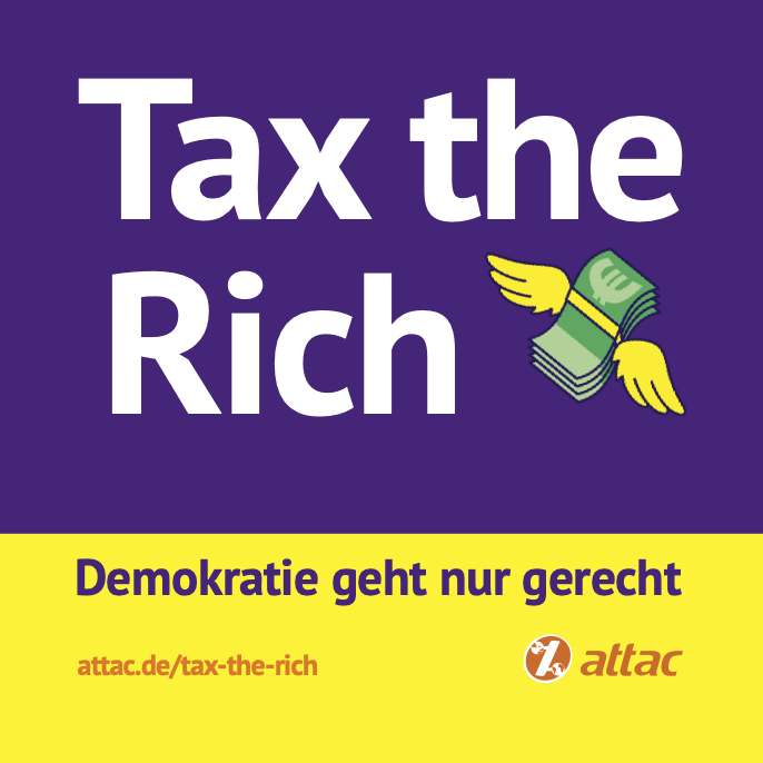 Sticker "Tax the Rich", klein und quadratisch