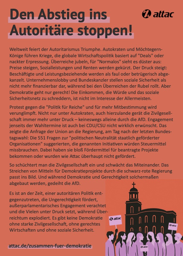 Flyer "Zusammen für Demokratie", DIN A5