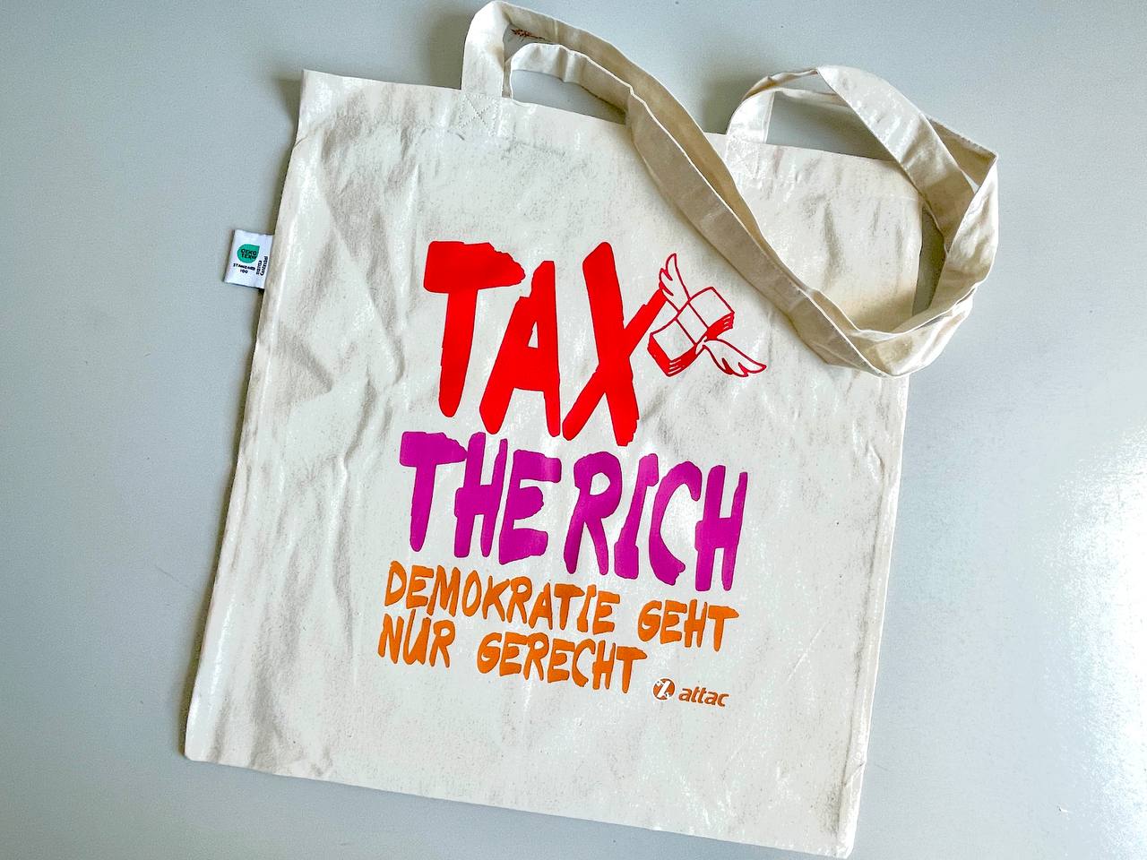 Baumwolltasche "Tax the Rich – Demokratie geht nur gerecht!"