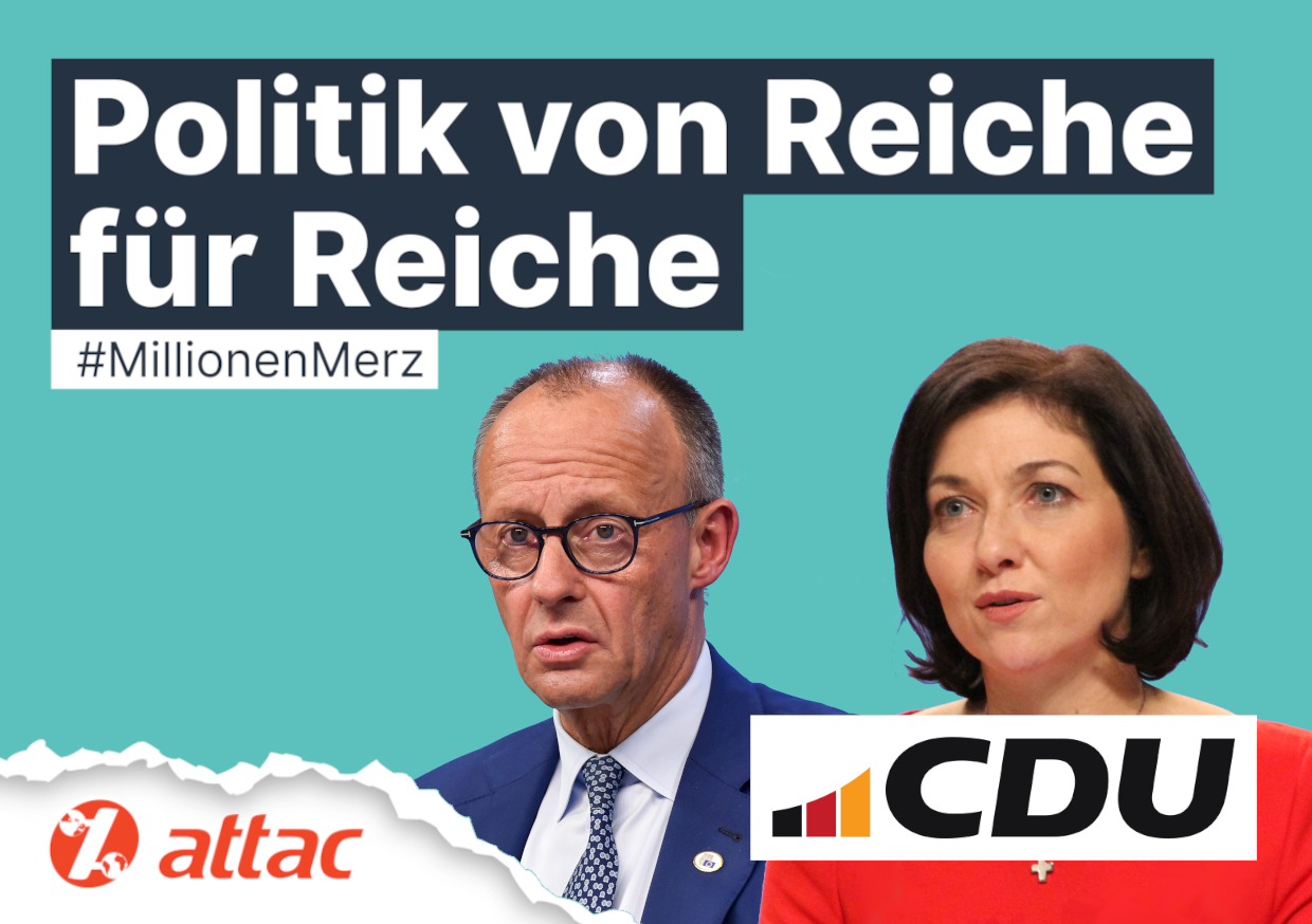 Aufkleber / Sticker: Politik für Reiche, CDU – DIN A7
