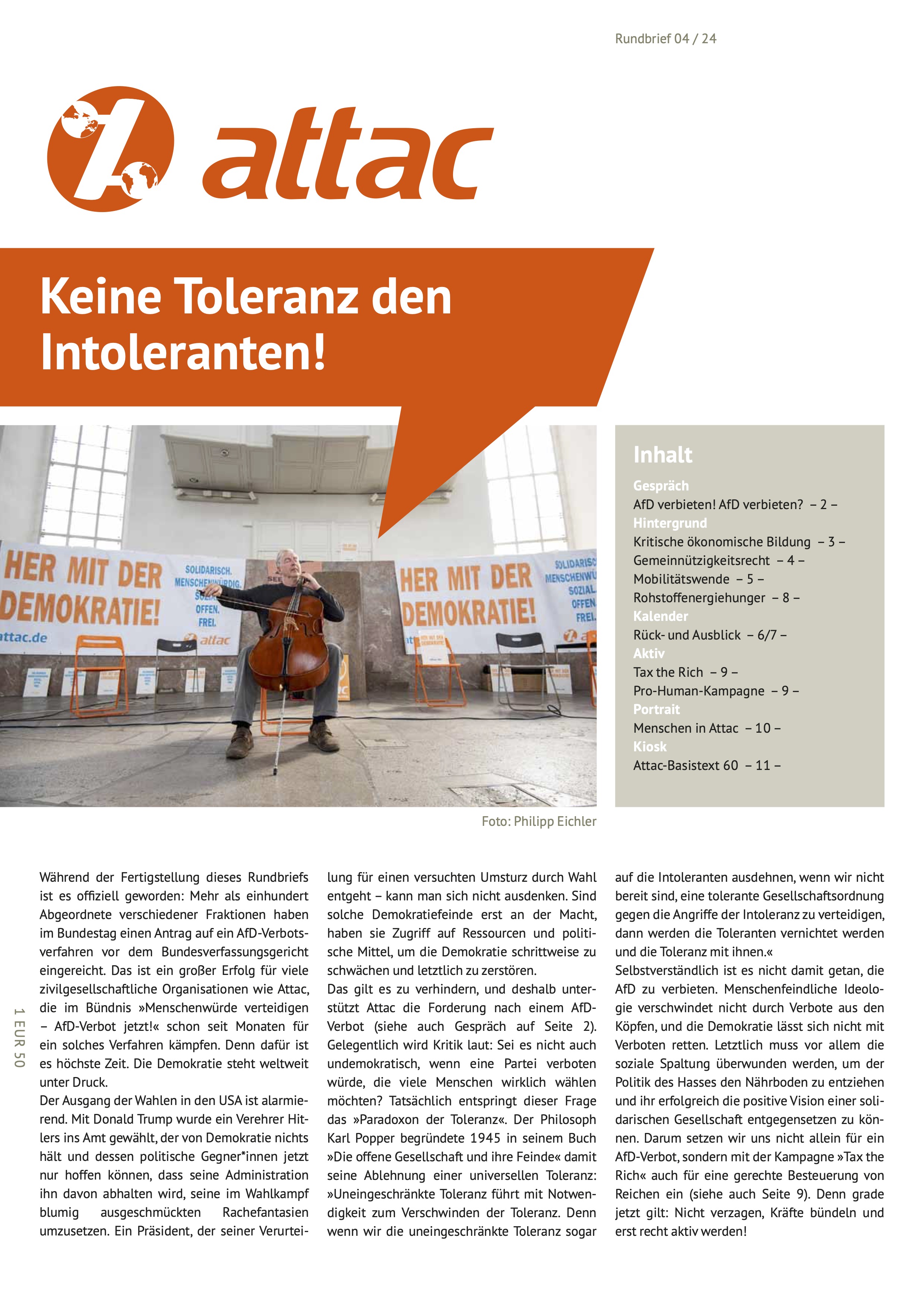 Rundbrief 04/24: Keine Toleranz den Intoleranten!