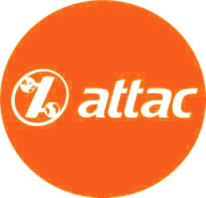 Button, 3,2 cm - original Attac-Orange