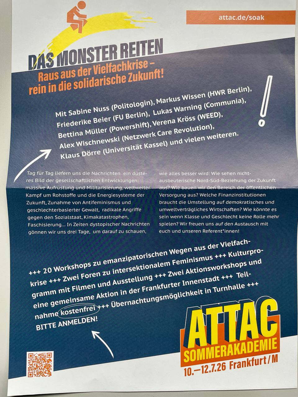 Plakat: Sommerakademie 10.-12. Juli in Frankfurt - DIN A3