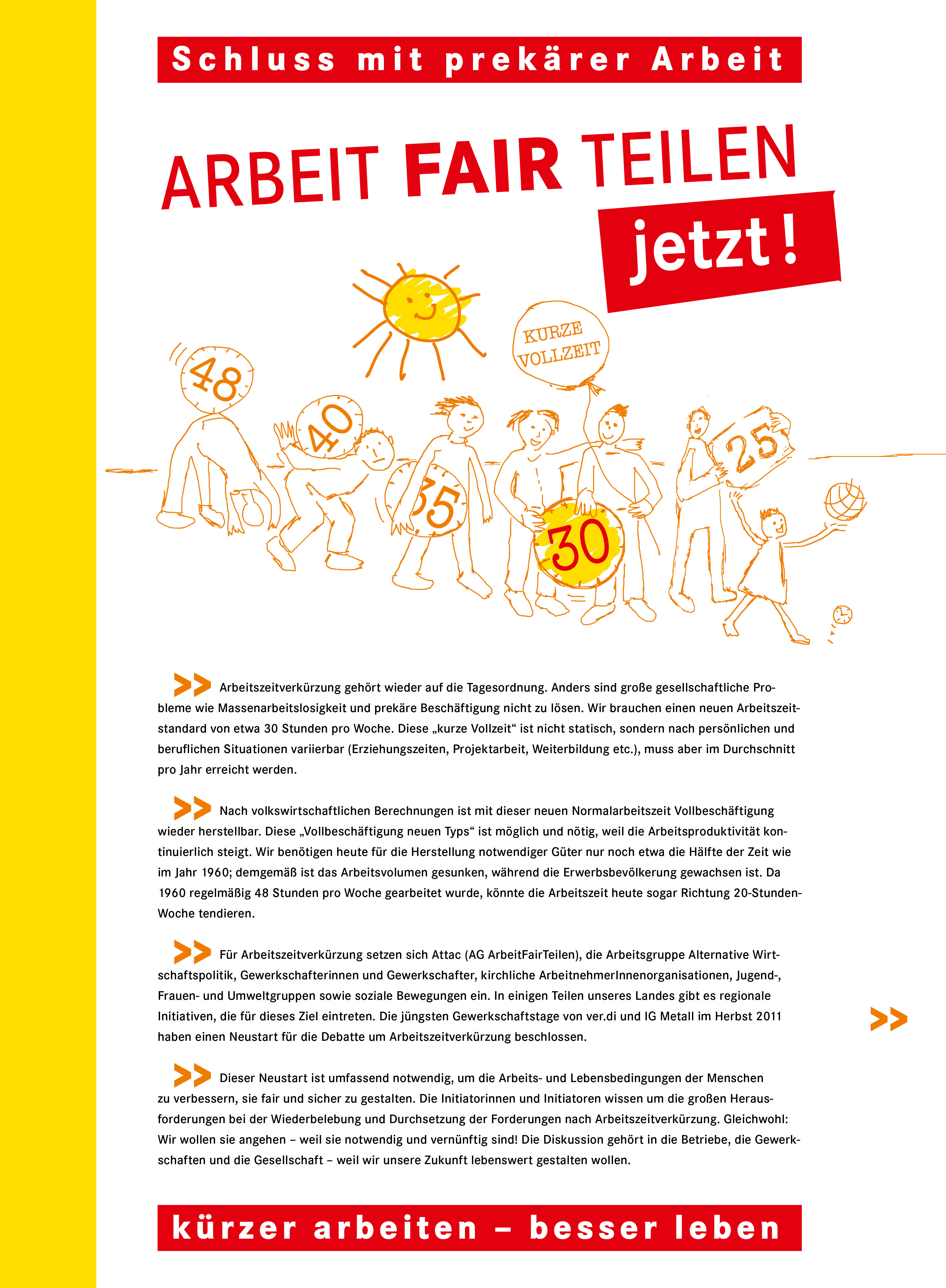 Faltblatt/Flyer: Kürzer arbeiten – besser leben