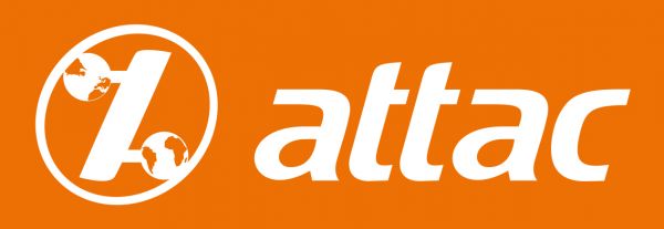 Attac-Aufkleber: orange/Logo weiß, 3,5 x 10,5 cm