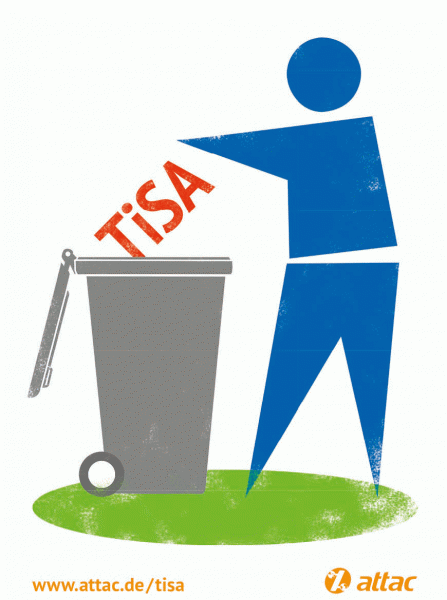 Aufkleber: TiSA in die Tonne